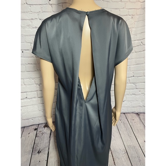 NWT New $232 Skills & Genes Grey Satin Midi Dress Size 6 - Picture 9 of 12